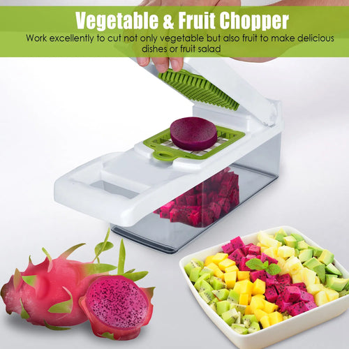 12 In 1 Vegetable Chopper With Container Kitchen Food Slicer Dicer Grater Peeler Egg Separator Hand Protector For Onion Salad Potato GPCT2055Pro