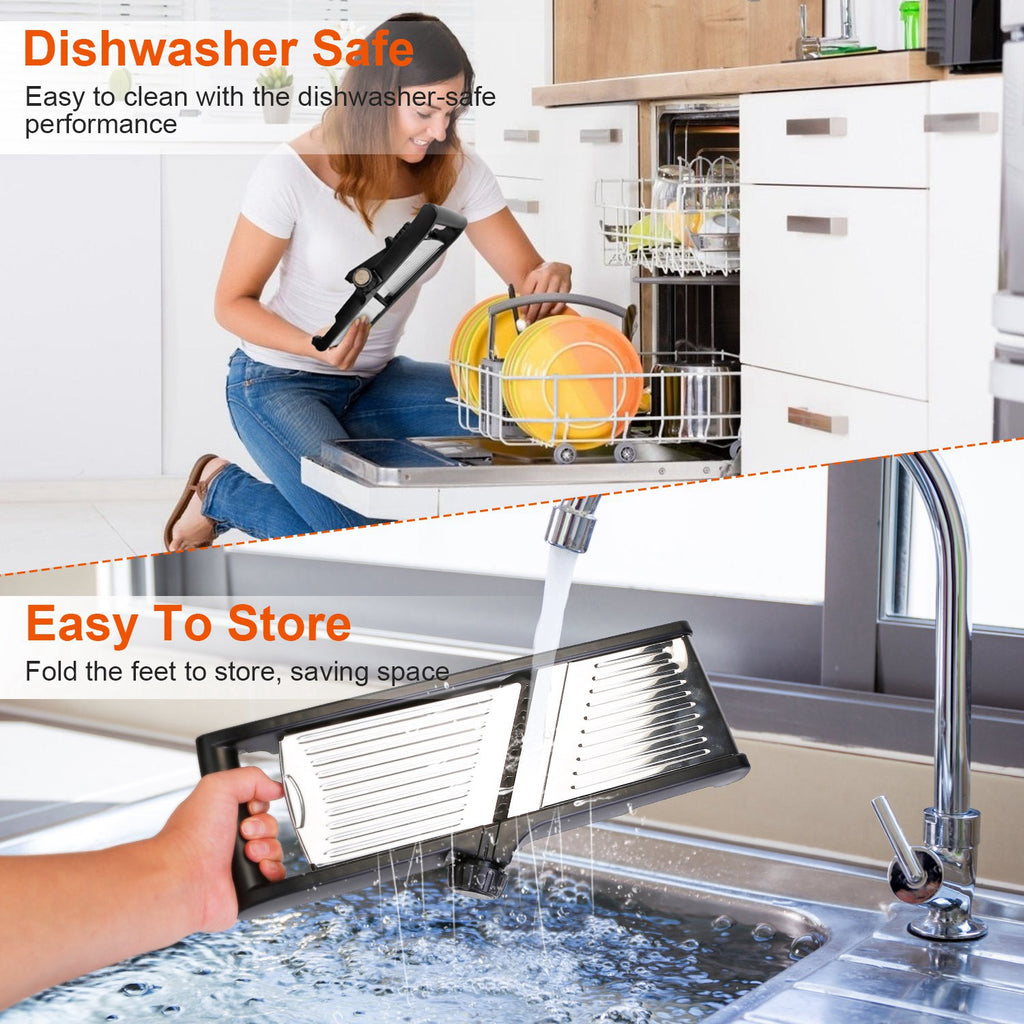 Mandoline Food Slicer with 5 Adjustable Blades - Stainless Steel Vegetable & Fruit Chopper