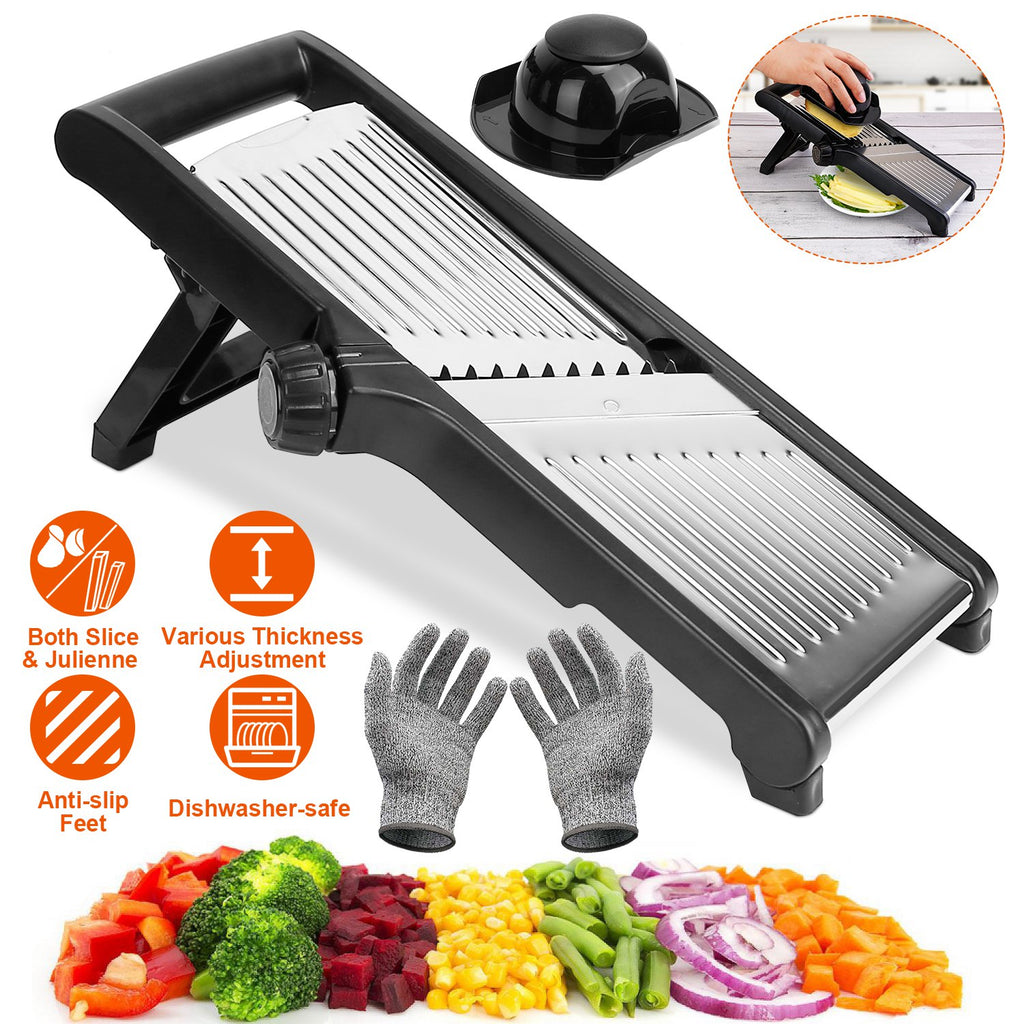 Mandoline Food Slicer with 5 Adjustable Blades - Stainless Steel Vegetable & Fruit Chopper